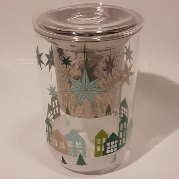 Davids Tea Nordic Mug Glass with Homes and MCM